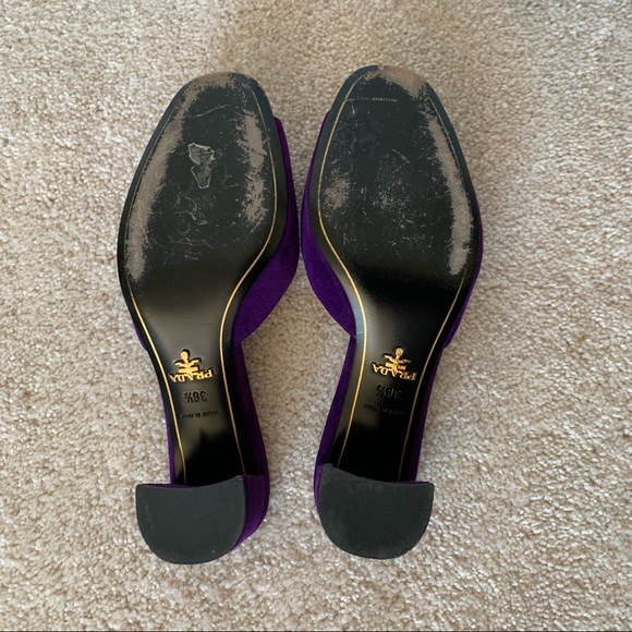 Prada Jeweled-Buckle Suede Mule Slide Sandal 36.5 - Picture 8 of 14